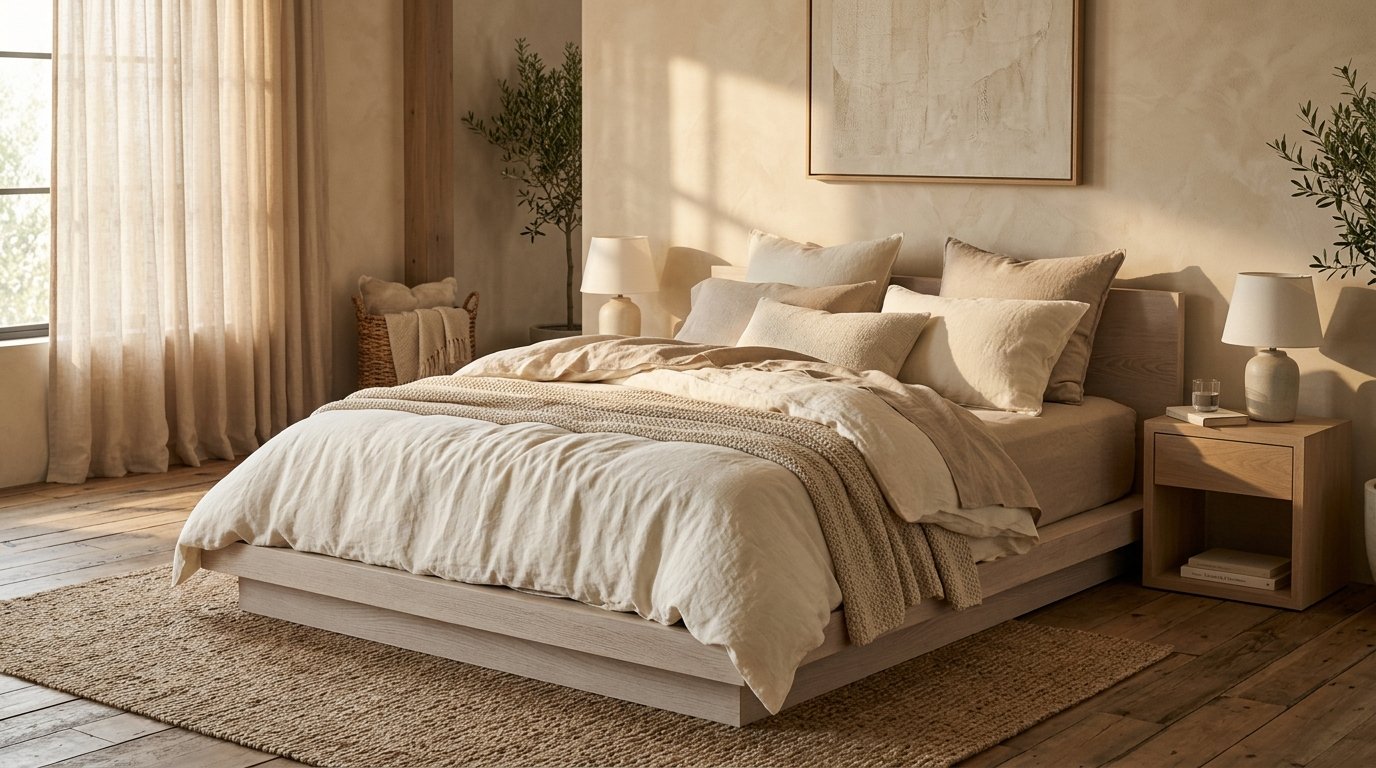LOOMSDAY French flax linen bedding in serene natural morning light