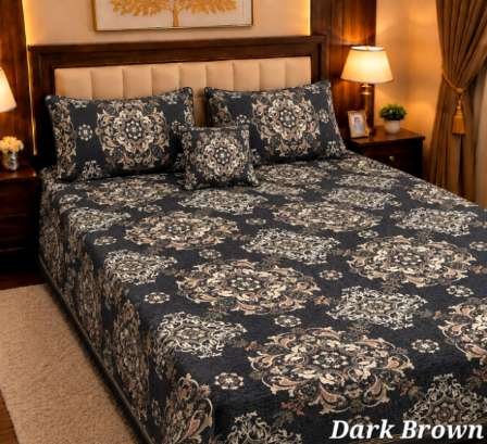 4Pc Velvet Jacquard Bedsheet Set (King Size) styled in luxury bedroom setting