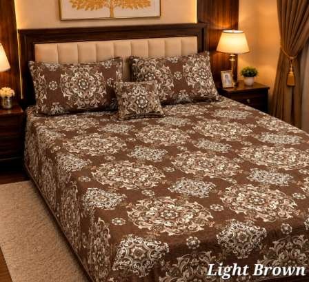 4Pc Velvet Jacquard Bedsheet Set (King Size) styled in luxury bedroom setting