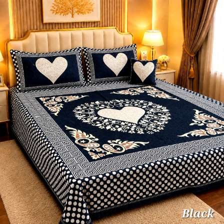 4Pc Velvet Jacquard Bedsheet Set (King Size) styled in luxury bedroom setting