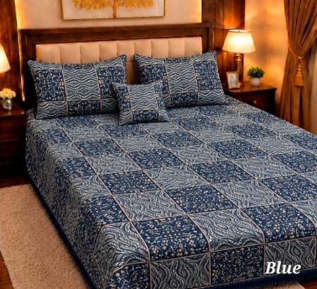 4Pc Velvet Jacquard Bedsheet Set (King Size) styled in luxury bedroom setting