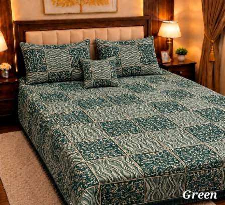 4Pc Velvet Jacquard Bedsheet Set (King Size) styled in luxury bedroom setting