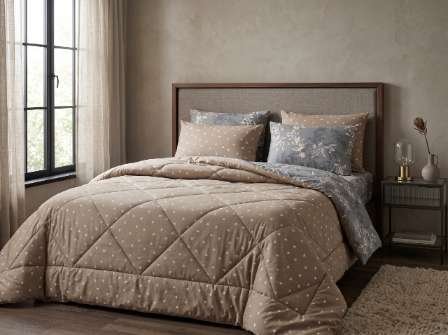 5 PC Export Quality Pure Cotton Bedsheets styled in luxury bedroom setting