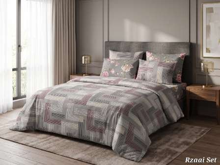 5 PC Export Quality Pure Cotton Bedsheets styled in luxury bedroom setting