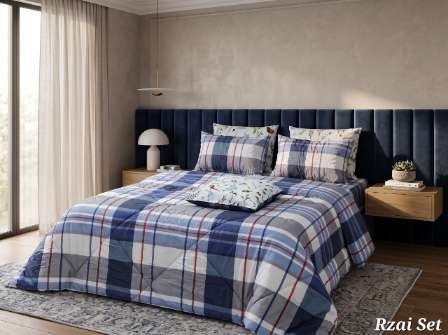 5 PC Export Quality Pure Cotton Bedsheets styled in luxury bedroom setting